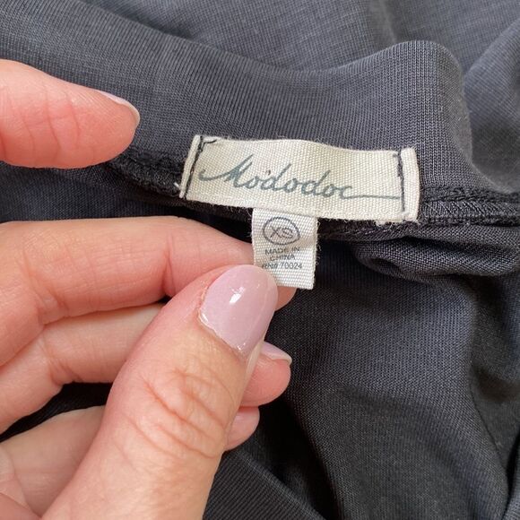 Mododoc V-Neck T Shirt Tunic With Curved Hem Oversized Fit Size Extra Small - Picture 6 of 10